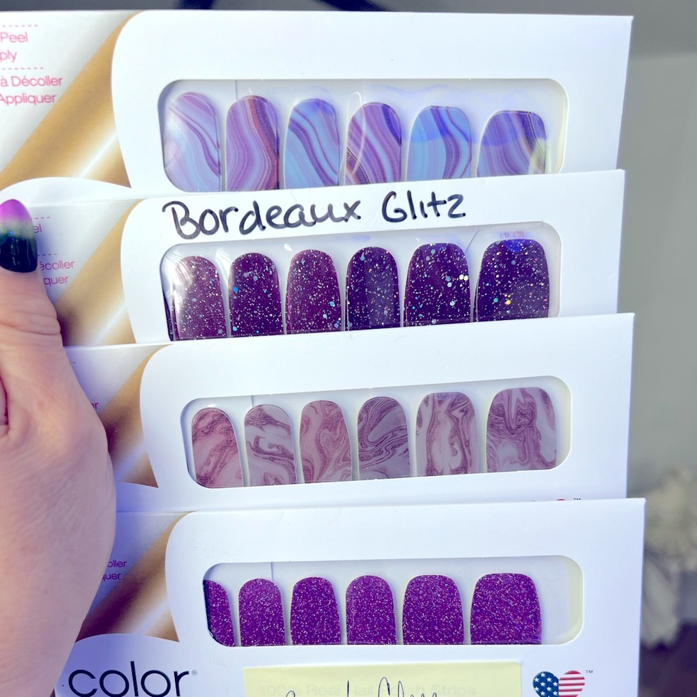 Colorstreet purple bundle glitter Halloween tie dye geode nail decal polish
